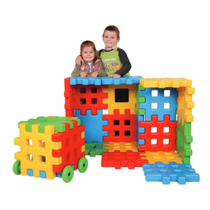 Комплект от 20 образователни блока тип пъзел, Woopie, Plastic, Multicolor