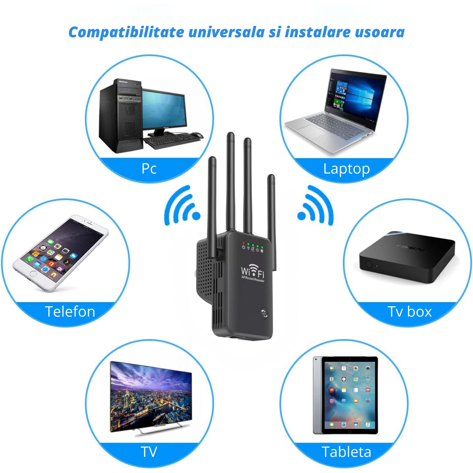 Patent Patch Paradox Amplificator Semnal Wireless, WOWSTEP®, Range Extender Retea WiFi, 4 Antene  cu Technologie MIMO, Retea 2.4 Hz, Transfer 300 Mbps, Conexiune WEP, WPA si  WPA2, Slot LAN, Negru - eMAG.ro