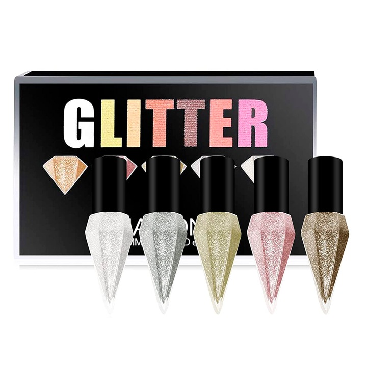 Set Cadou Eyeliner Glitter, Diamond Shimmer, 5 x 2.5 ml
