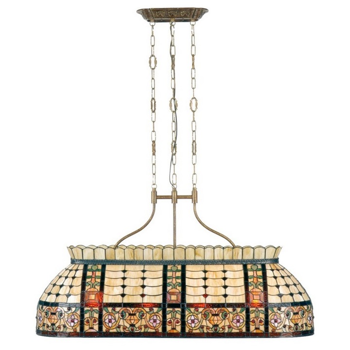 Полилей от бежово желязо и стъкло Tiffany 115x34x141 см