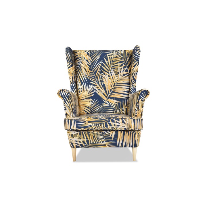 Fotoliu Fix Ari Print Catifea Scandinav Puf Din Velur Extensibil Pentru Sufragerie 104x84x92