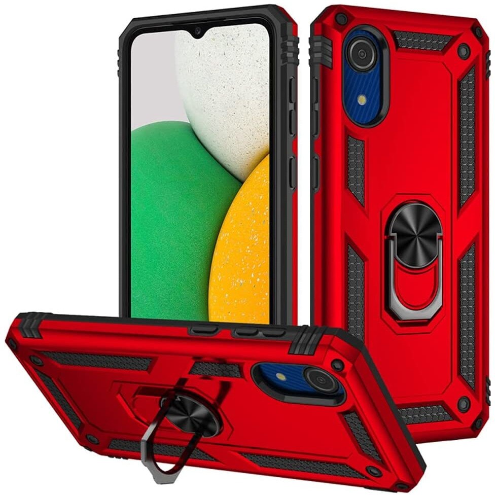 Калъф, За Samsung Galaxy A03 Core armor rugged Stand Ring, Червен - eMAG.bg