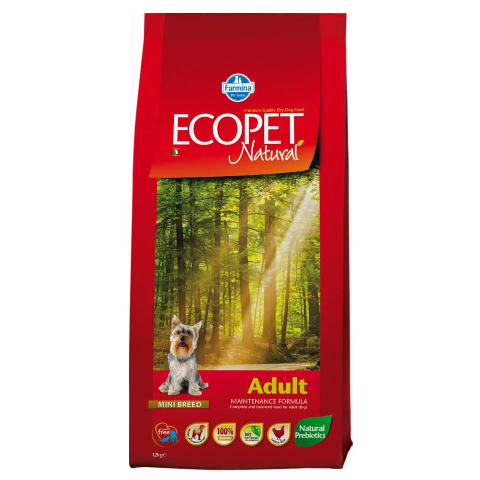 Hrana uscata pentru caini Ecopet Natural Adult Mini, Pui, 12 Kg