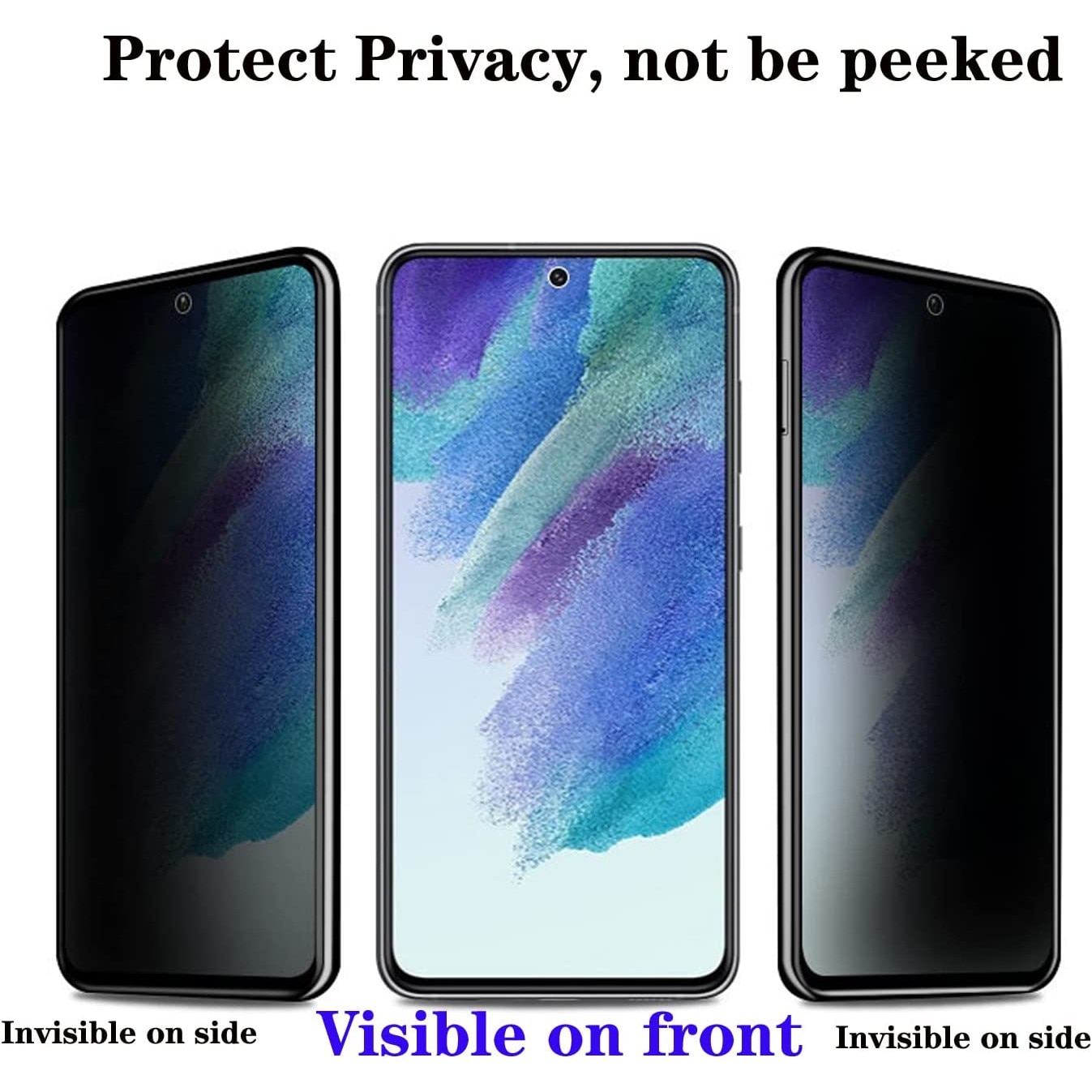 Set 2 folii protectie telefon Privacy, Sticla securizata, 6D, Compatibil cu Samsung Galaxy A53, Negru