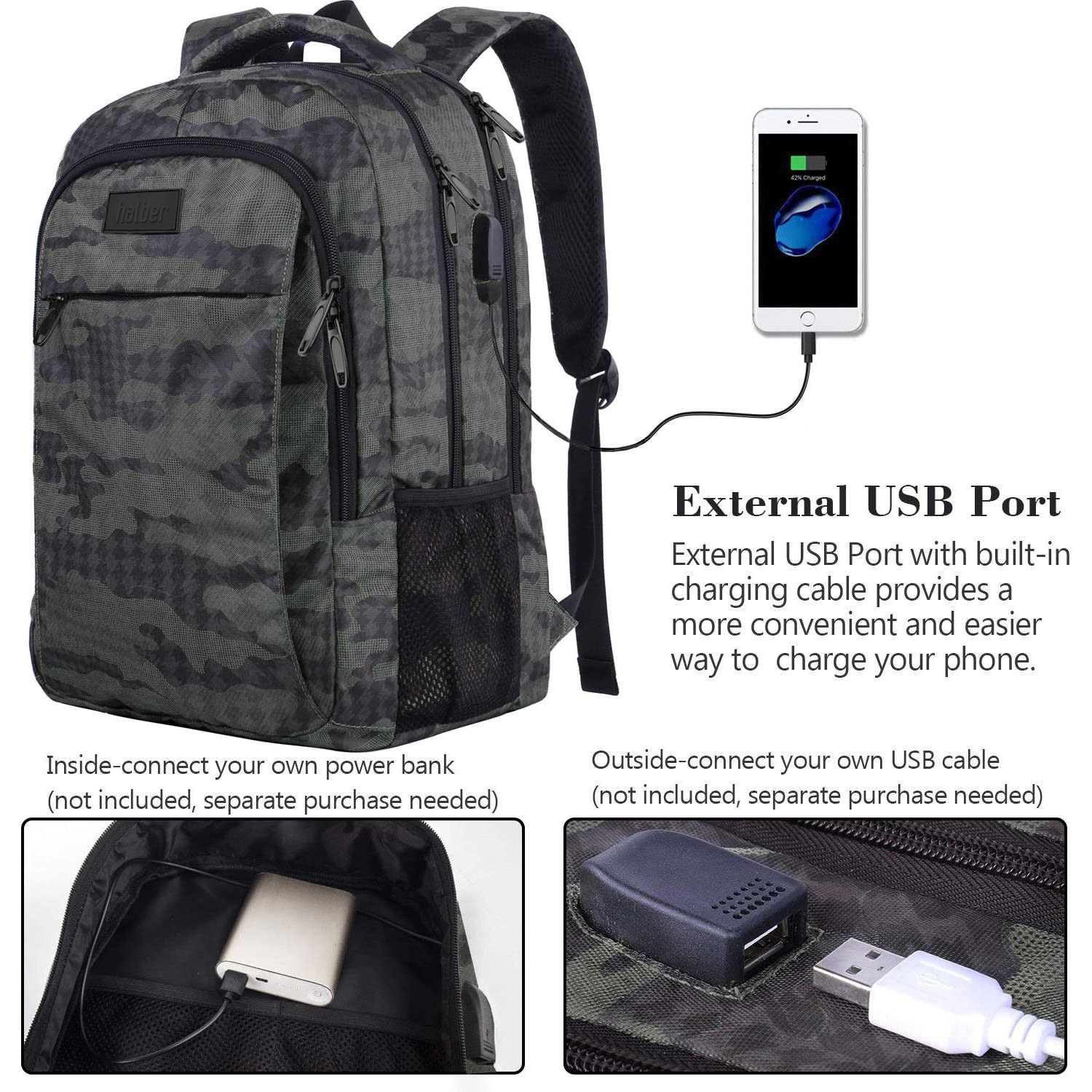 Rucsac Laptop halber Pro Style & Storage, 15.6", Camuflaj Gri