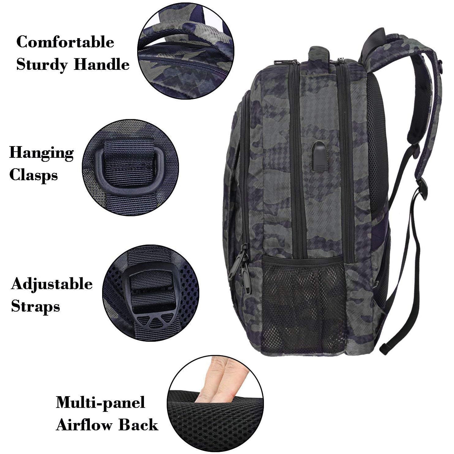 Rucsac Laptop halber Pro Style & Storage, 15.6", Camuflaj Gri