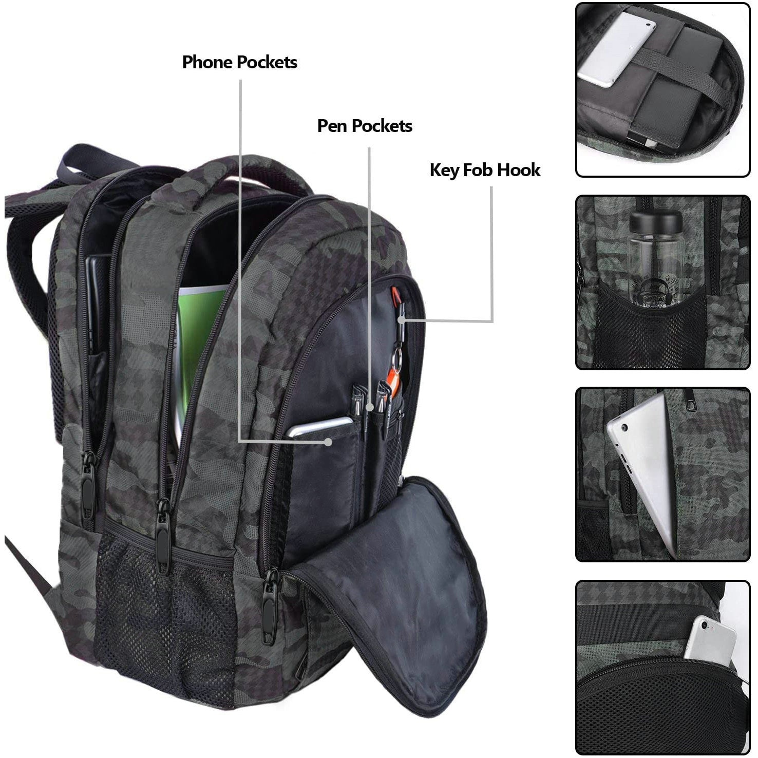 Rucsac Laptop halber Pro Style & Storage, 15.6", Camuflaj Gri