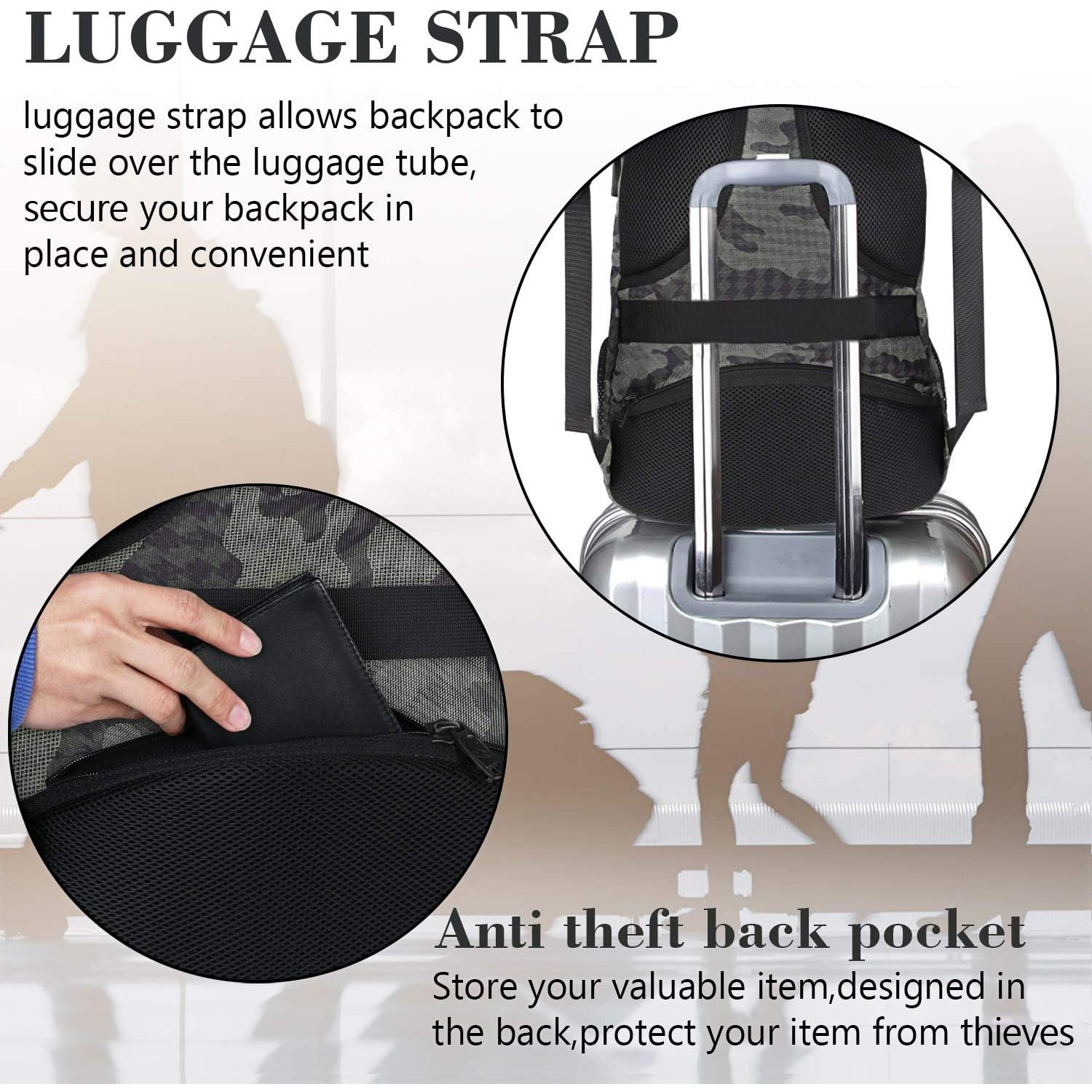 Rucsac Laptop halber Pro Style & Storage, 15.6", Camuflaj Gri