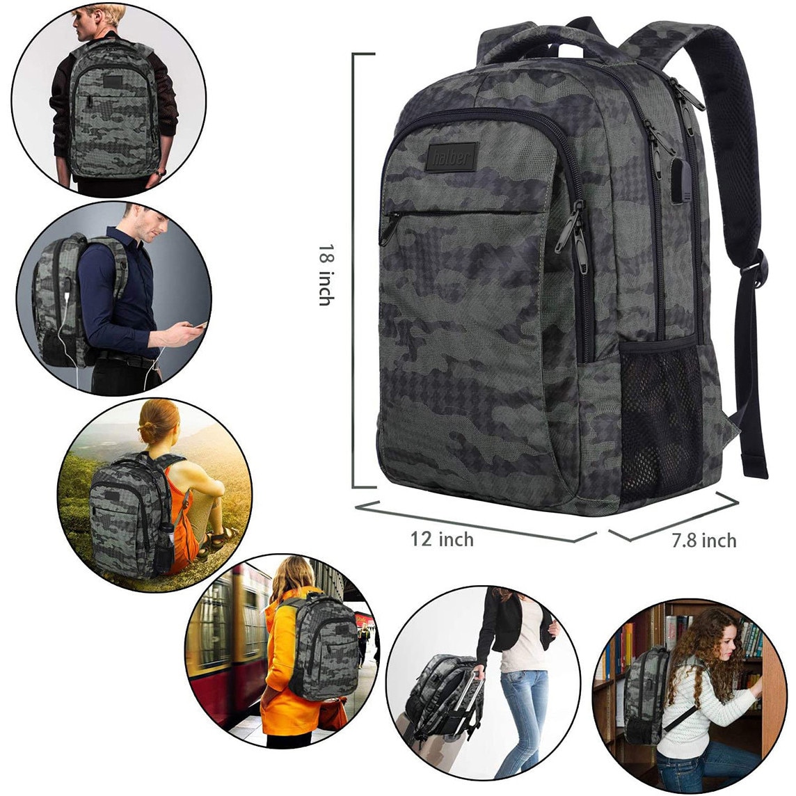 Rucsac Laptop halber Pro Style & Storage, 15.6", Camuflaj Gri