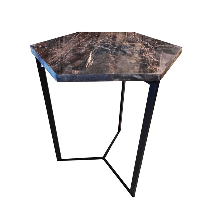 Masuta de cafea hexagonala cu blat de marmura Ø 40 cm