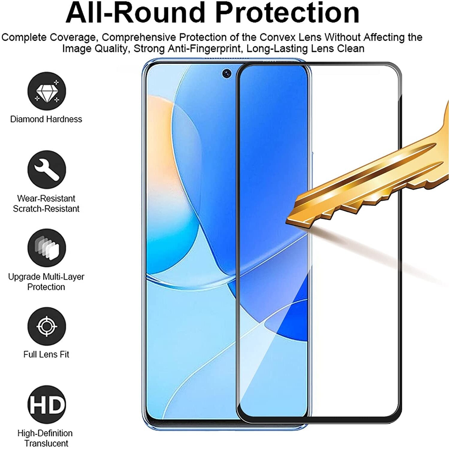 Set 2 folii protectie telefon, Sticla securizata, Compatibil cu Huawei Nova 9 SE/Honor 50 SE, Negru