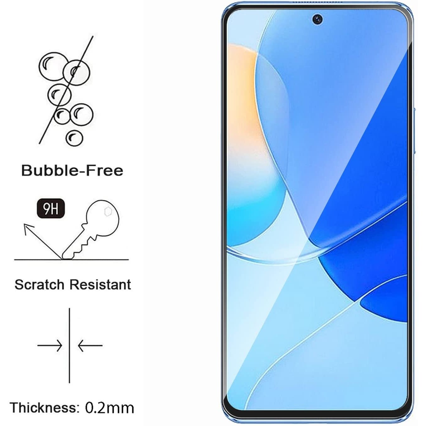 Set 2 folii protectie telefon, Sticla securizata, Compatibil cu Huawei Nova 9 SE/Honor 50 SE, Negru