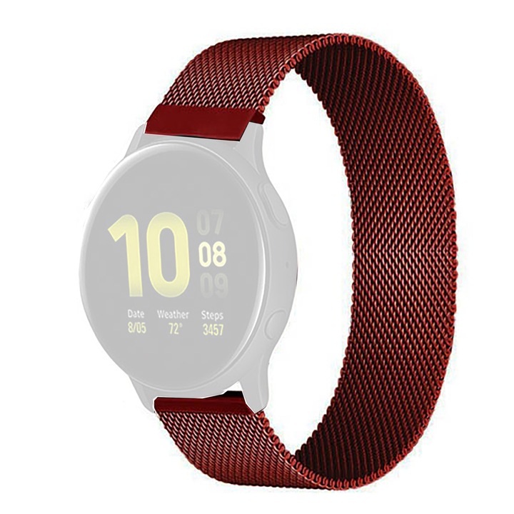 WatchBand™ Milanese Loop метална каишка, Съвместима с Samsung Galaxy Watch, Huawei Watch GT/GT 2 42 мм и други часовници с ширина на гривната 20 мм, Червен