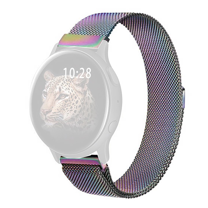 WatchBand™ Milanese Loop метална каишка, Съвместима с Samsung Galaxy Watch, Huawei Watch GT/GT 2 46 mm и други часовници с ширина на гривната 22 mm, Rainbow