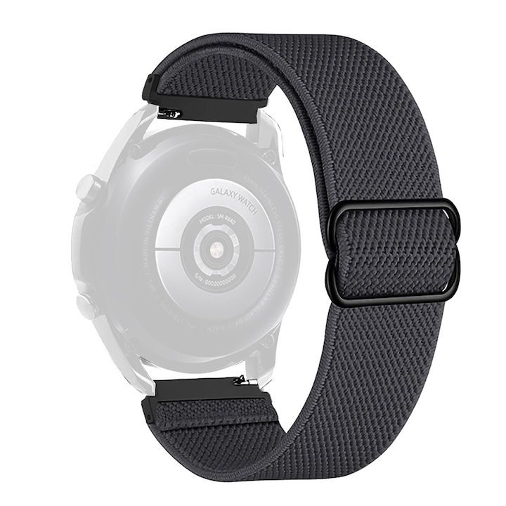 WatchBand™ Vivid textil szíj, Kompatibilis Samsung Galaxy Watch, Huawei Watch GT/GT 2 42 mm és egyéb 20 mm-es szíjszélességű órákkal, szürke