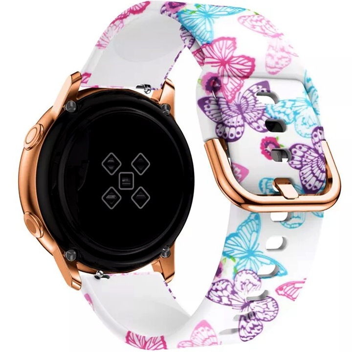 Curea din silicon NeoHeaven™ Freedom, Compatibila cu Samsung Galaxy Watch, Huawei Watch GT/GT 2 42 mm si alte ceasuri cu latimea bratarii de 20 mm, Butterfly effect