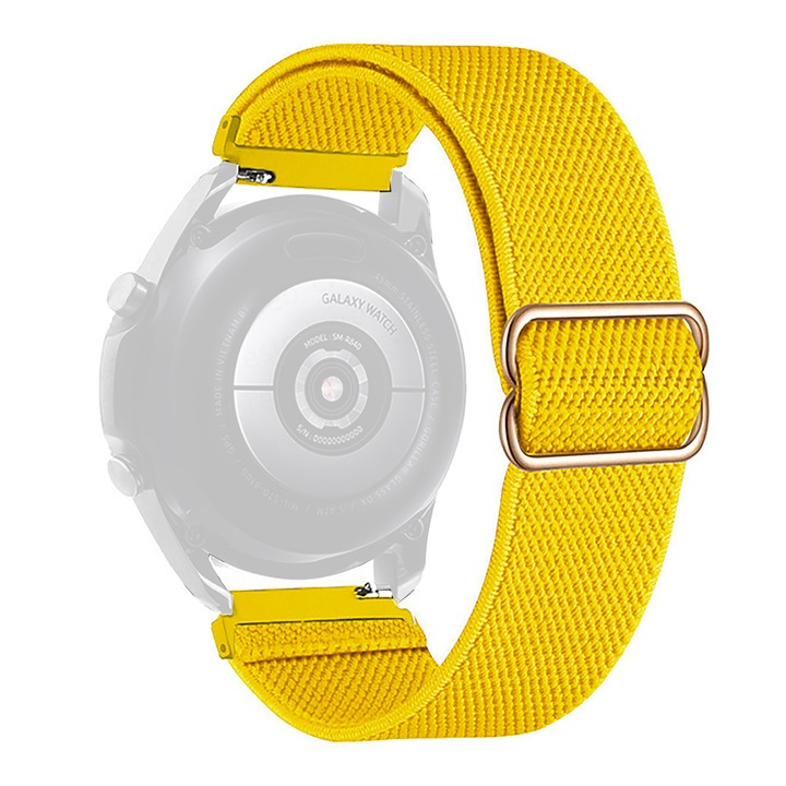 WatchBand™ Vivid текстилна каишка, Съвместима с Samsung Galaxy Watch, Huawei Watch GT/GT 2 46 mm и други часовници с ширина на каишката 22 mm, Жълт