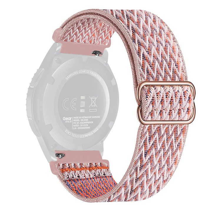 Каишка, WatchBand, Vivid текстилна, Съвместима с Samsung Galaxy Watch, Huawei Watch GT/GT 2 46 mm и други часовници с ширина на каишката 22 mm, V Pink