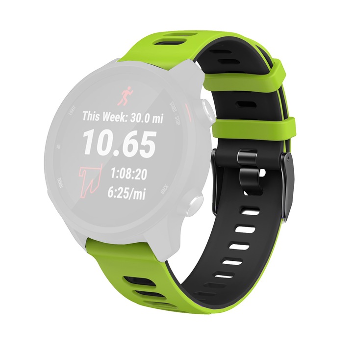 Curea din silicon NeoHeaven™ Coreea, Compatibila cu Samsung Galaxy Watch, Huawei Watch GT/GT 2 46 mm si alte ceasuri cu latimea bratarii de 22 mm, Verde Neon/Negru