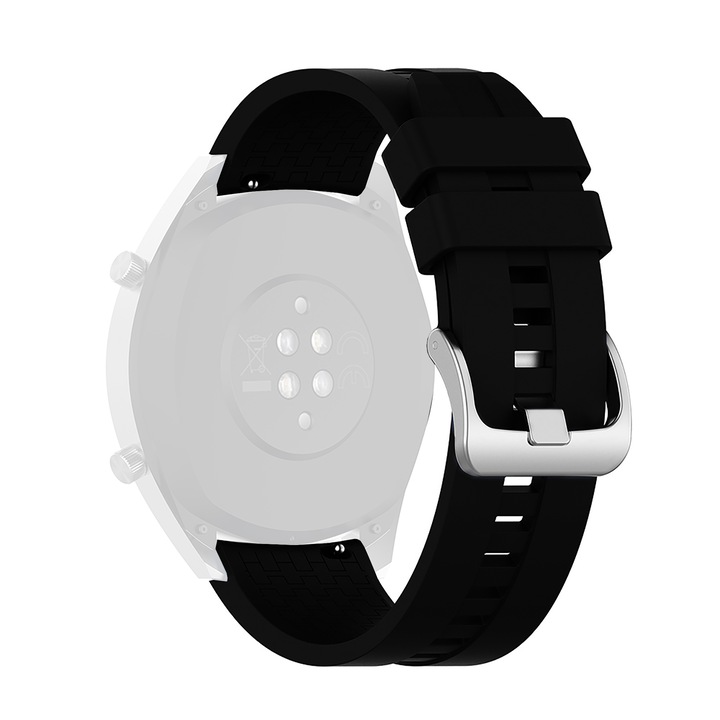 Силиконова каишка WatchBand™ Surface Band, съвместима с часовник Samsung Galaxy, Huawei Watch GT/GT 2 46 мм и други часовници с ширина на каишката 22 мм, черен