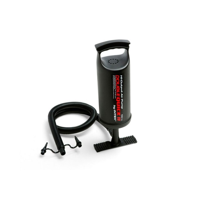 Ръчна въздушна помпа, Double Quick 2, Intex BS68614, за басейни, матраци, надуваеми топки, 36 см, черен