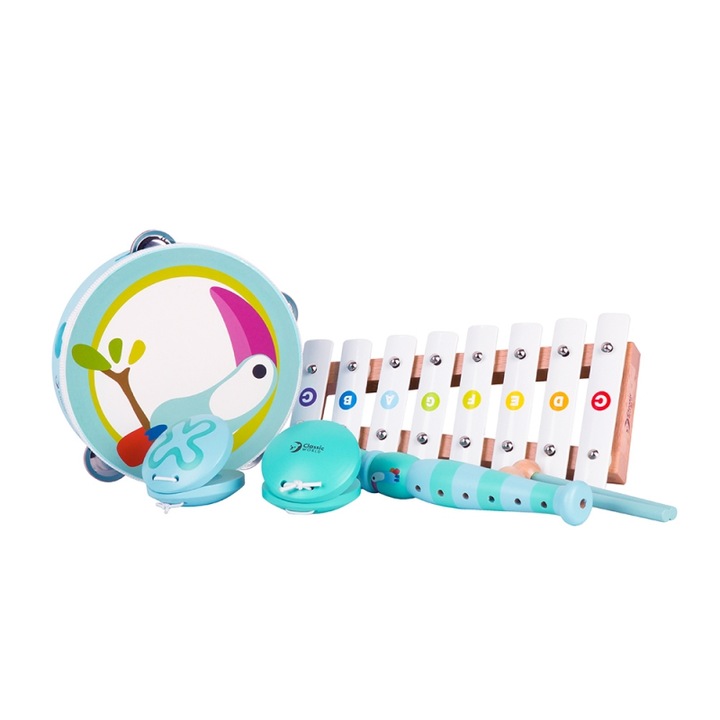 Set muzical pentru copii, Classic World, Lemn, 18 luni+, Multicolor