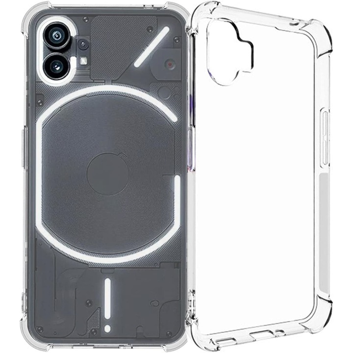 Прозрачен силиконов калъф, съвместим с Nothing Phone 1, удароустойчив в четири ъгъла, прозрачен