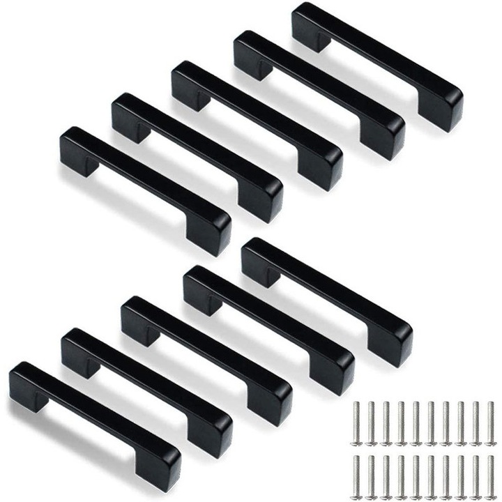 Set 10 manere mobila, Aluminiu, 96x106x23mm, Negru