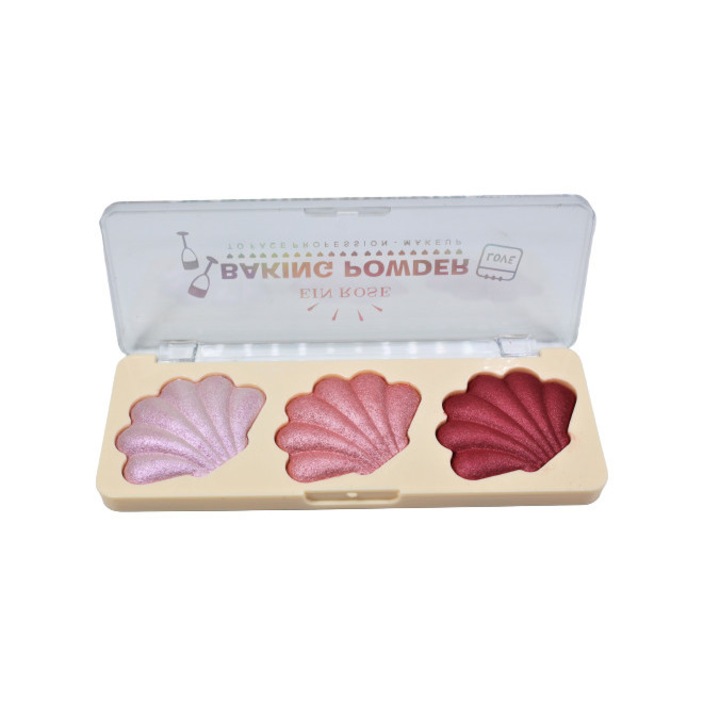 Paleta pudre iluminatoare, Makeup, Ein Rose, 02, 3 nuante
