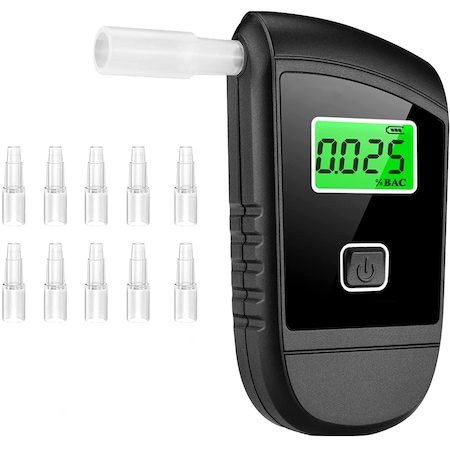 Alcool Tester Digital, WOWSTEP®, Etilotest Profesional SW80 Portabil, Acuratete de 0.01% BAC, 10 Mustiuc-uri, Display LCD, Functie de Memorare, Negru