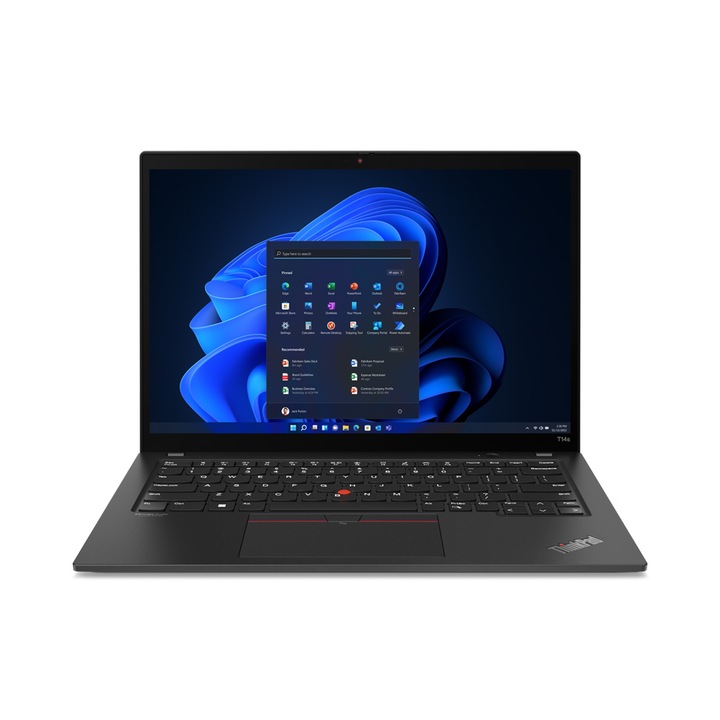 Лаптоп Lenovo ThinkPad T14s Gen 3, 21BR001NBM, 14", Intel Core i5-1240P (12-ядрен), Intel Iris Xe Graphics, 16GB 4800MHz LPDDR5, Черен