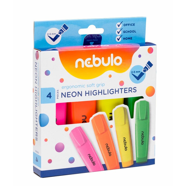Nebulo Szövegkiemelő készlet, 4 neon szín SZK-4-NE