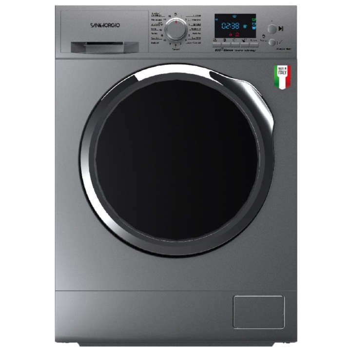 Пералня Sangiorgio F814DISC, 8 кг, 1400 prm, 15 програми, Клас D, Сребриста