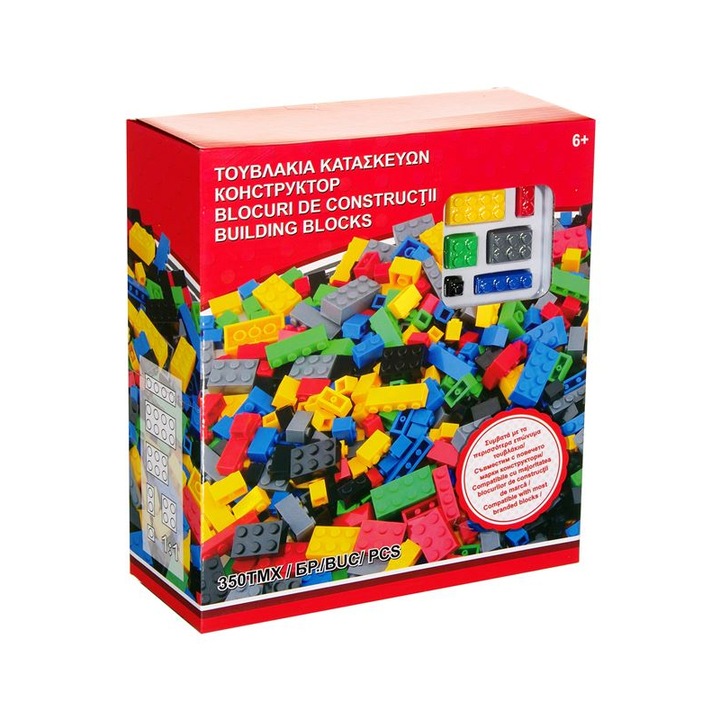 Kit constructii, BASIC, Plastic, 350 piese, 6+ ani, Multicolor
