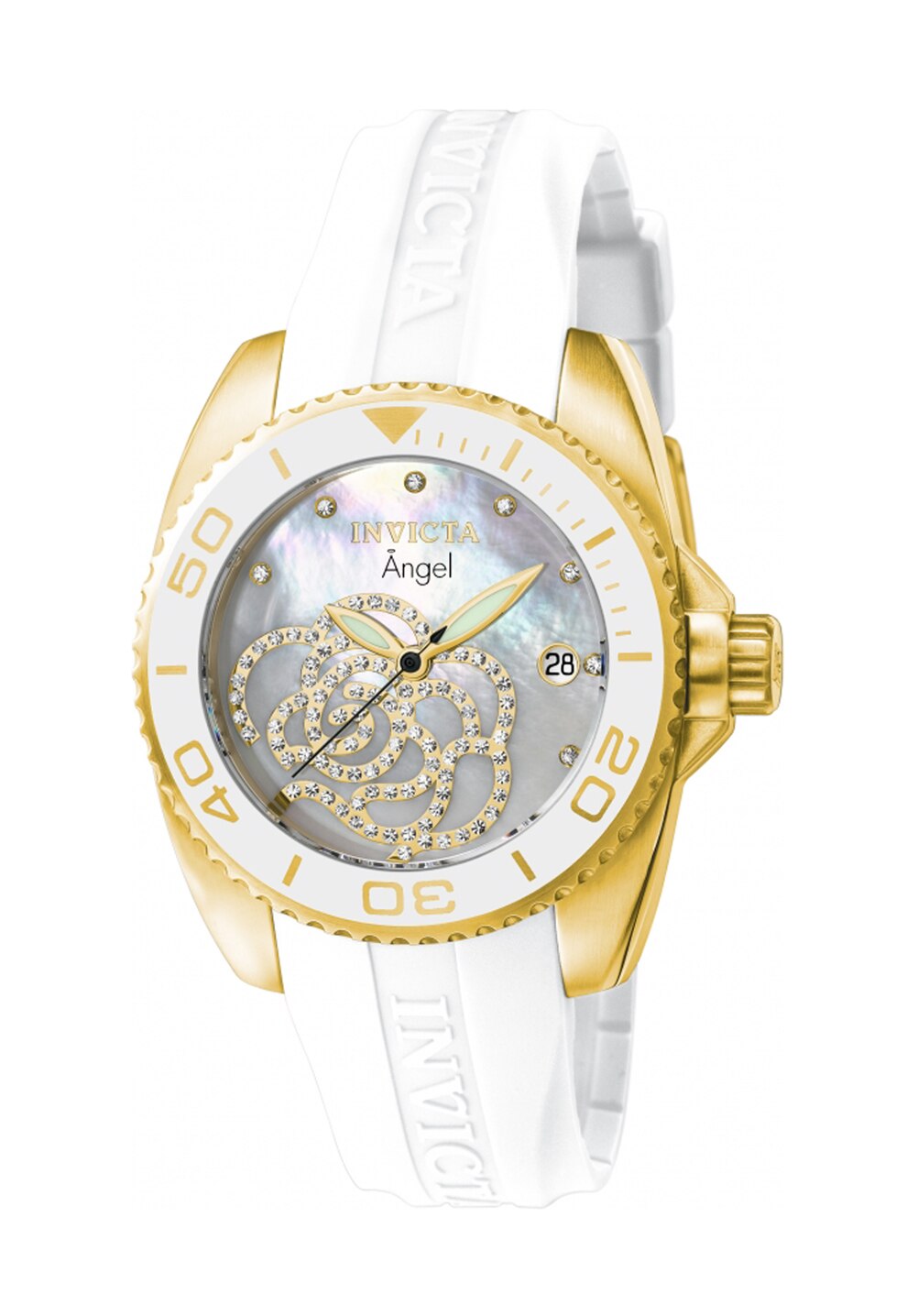 Invicta Ceas alb cu zirconia cubica