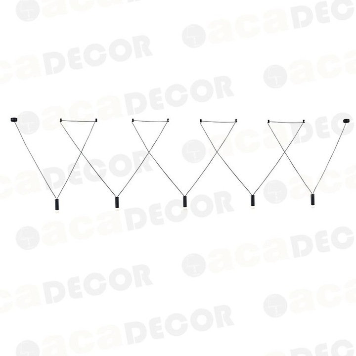 Lustra, ACA, YL22P5BK, Aluminiu, Negru, E27, 130 mm