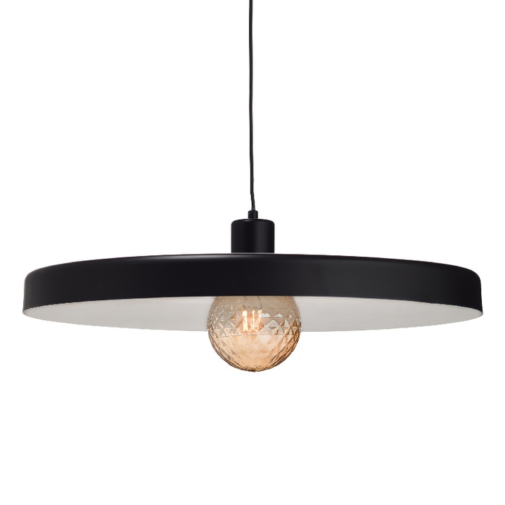 Lustra, ACA, OD5392LBK, Metal, Alb/Negru, E27