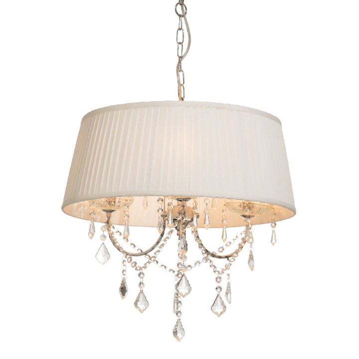 Lustra, ACA, FMD968303, Metal, Alb/Argintiu, E27