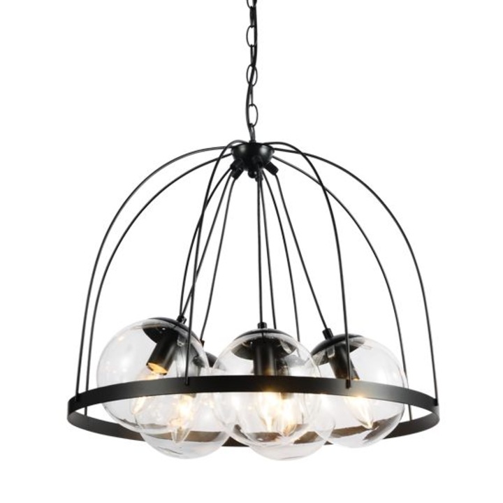 Lustra, ACA, OD90535P, Metal, Negru, E27