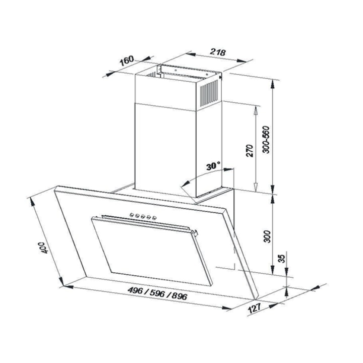 Абсорбатор Maan, 50 cm, 310 m3/h, 62dB, 115W, Бял