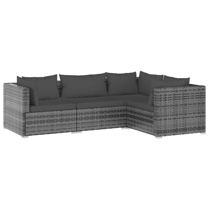 vidaXL 4 részes szürke polyrattan kerti ülőgarnitúra párnákkal 3101677