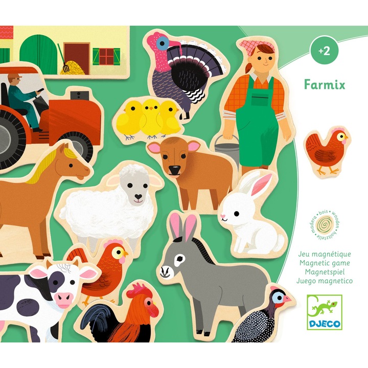 Игра ферма Djeco, Fermix, Магнитна, 24 части