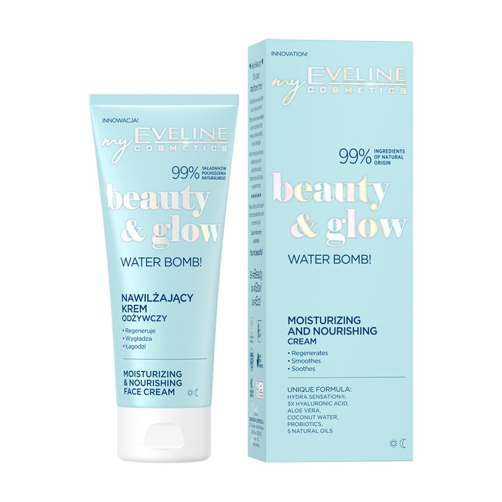 Crema de zi si noapte hidratanta si nutritiva Eveline Beauty&Glow, 75 ml