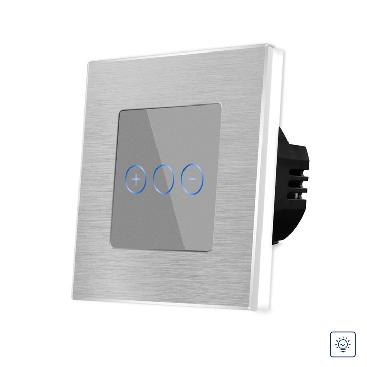 LUXION Egyes Fényerőszabályzós, Dimmer Érintőkapcsoló, Kristályüveg, Alumínium keret, Szürke