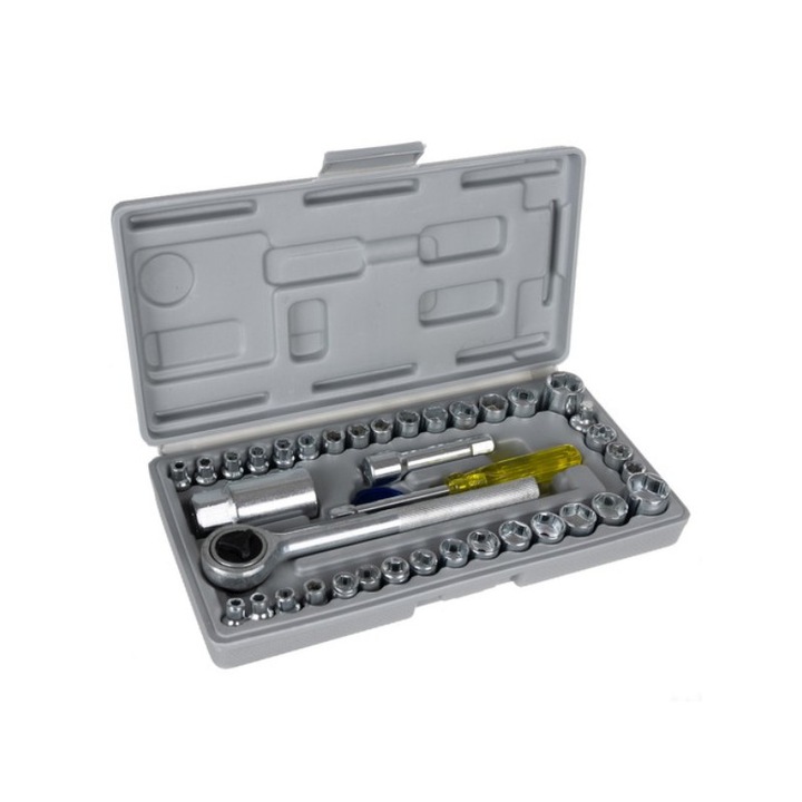 Комплект тръбни гаечни ключове, Zoco Body Fit TS19168, 40 части, сив