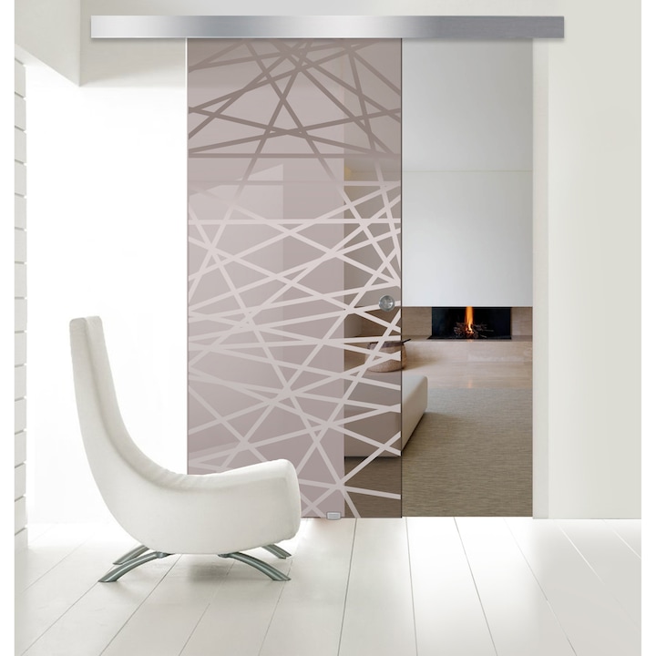 Usa culisanta Boss ® model Diamond incolor 90x215 cm, sticla bronz 8 mm, glisanta in ambele directii