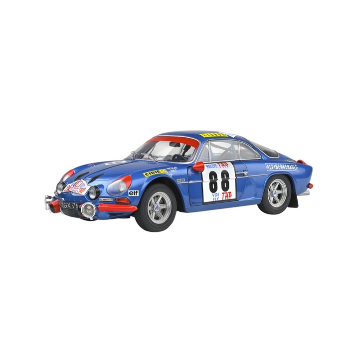 Modell autó Alpine A110 1600S N.88 RALLY PORTUGAL 1969 JPNICOLAS-J.TODT, kék/narancs, 1:18, Solido