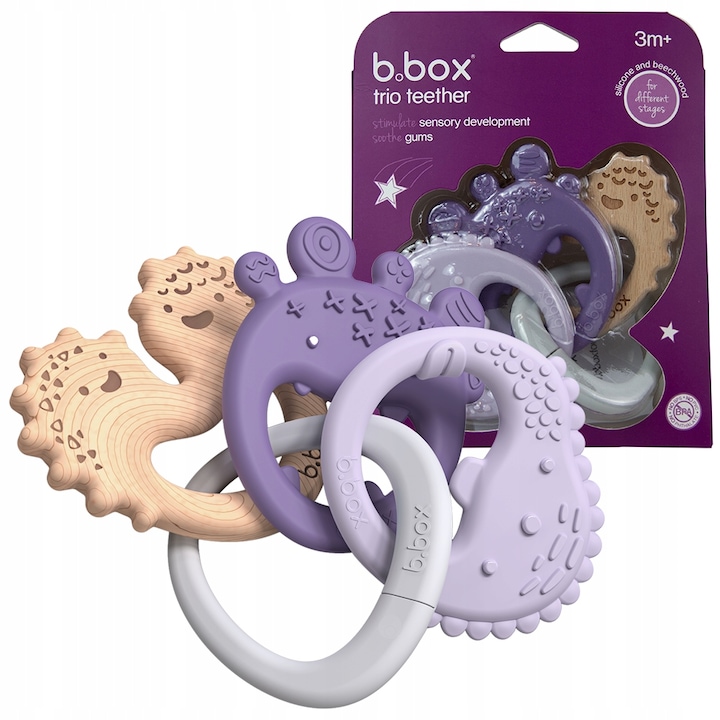 Гризалка B.Box, Силикон / Дърво, Лилав