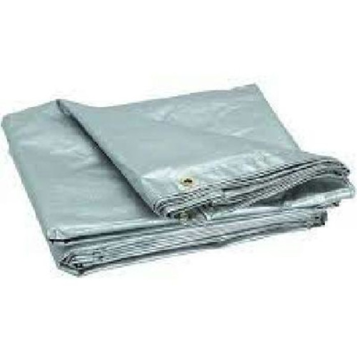 Prelata cu inele impermeabila, Avagro, 150 g/mp, 6 x 8 m, culoare argintie, laminata AV678824