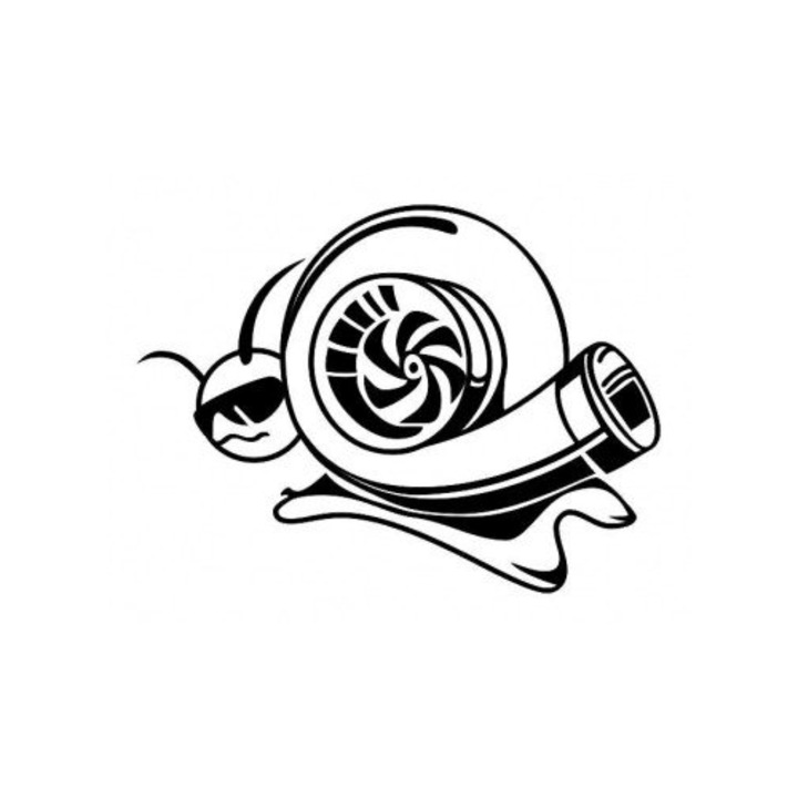 Sticker decorativ geam, auto, Turbo Snail, 20x15 cm, negru